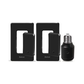 Zoiinet 500W Black Remote Control Light Bulb Socket, Wireless Light Switch for Pull Chain Lighting Fixture, with 2 E26 E27 Bulbs Base Holders, for Bedroom, Stair, Closet & Garage