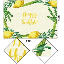 Hafangry Sukkah Table Cloth Sukkot Etrog Hadass Aravah Lulav Decor Jewish Holiday Party Decorations Supplies Kitchen Dining Room Home Table Cover