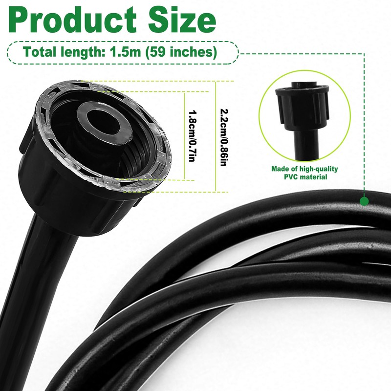One PVC nylon reinforced spray replacement hose, 47.24 inch garden