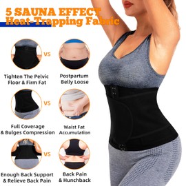 LMCOB Sauna Waist Trainer for Women Waist Trimmer Corset for Stomach Wrap Workout Belly Belt Band Zipper Boday Shaper Band Sports Girdle Sauna Suits(2LY4005-01-M)