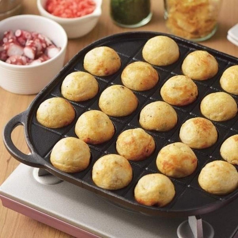 JapanBargain 1795, Takoyaki Pan Cast Iron Takoyaki Maker Skillet Griddle