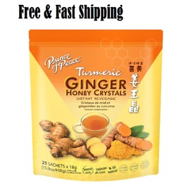 Prince Of Peace Instant Ginger Honey Crystals w/ Turmeric, 25 Sachets Honey Tea