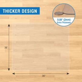 FUNMAT Clear Chair Mat, 36" x 36" Office Chair Mat for Hard Floors, Vinyl Floor Mat for Home Office Kichen Living Room, Clear