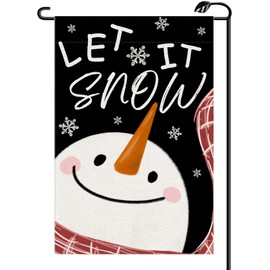 Let It Snow Snowman Winter Garden Flag 12x18 Inch Vertical Double Sided Red Christmas Snowflake Small Flags Holiday Farmhouse Outside Decoration For Yard DJ06