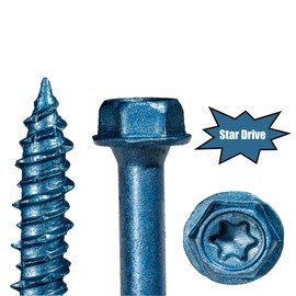 5/16" x 4" TorqueMaster Star Drive Hex Washer Head Masonry Screws, 50 Pieces, Concrete Screws, Rust Resistance, High Strength Durable Alloy Steel, Driver Bit & Masonry Drill Bit Included