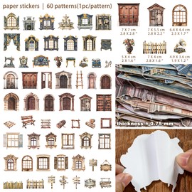 Retro Scrapbook Stickers Set - 4 Packs Thick Paperboard Stickers with Antique Clock, Sewing Machine, Rustic Fence, Vintage Ephemera for Journal, Planner, Craft, Collage & Card Making (Cyrus)