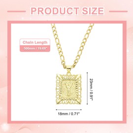 sourcing map Initial Letter Pendant Necklace for Men Women, 20 Inch Stainless Steel Plated Square Capital Alphabet Pendant Chain Necklace (Gold, Letter Y)