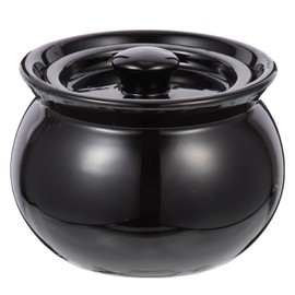 Angoily Ceramic Stew Pot with Lid, 400ml Cooking Clay Pot, Ceramic Stewing Soup Pot, Vintage Casserole Pot, Cookware Stockpot for Stewing Braising Baking (Black)