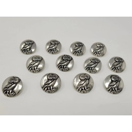 Unbranded 12 pcs Owl Antique Silver Molded Plastic Craft Sewing Buttons 18mm Round VTG
