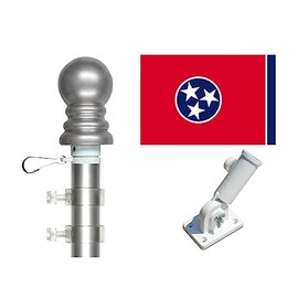 Tennessee 3x5 Outdoor Flag and Pole Set, Tangle Free Spinner Flagpole Kit, All 50 State 3'x5' Flags with a Flag Pole Available with Spinner Pole and Bracket (Tennessee)
