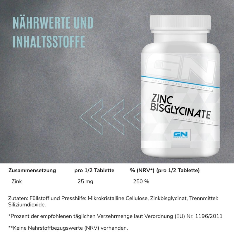 GN Laboratories Zinc Bisglycinate (120 Zinc Tablets) - High Dose