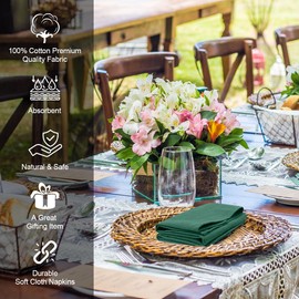 ZURLEFY Dark Green Table Napkins Set of 4, Reusable Cloth Napkins for Family Dinning, Christmas Party Wedding Decoration(05-12-4)