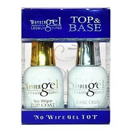 Wonder Gel UV/LED Soak off Gel (No-Wipe) Top Coat + Base Coat Duo NIB 2023