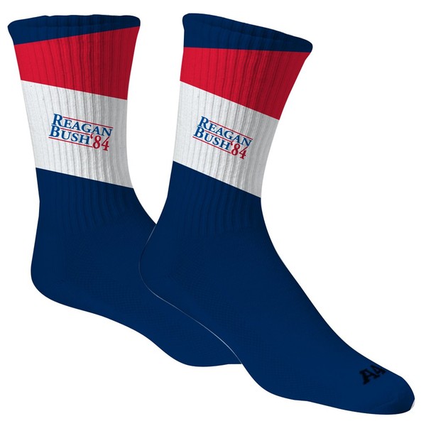 Reagan and Bush 1984 Performance Crew Sock - Blue & Red Stripes, X-Large