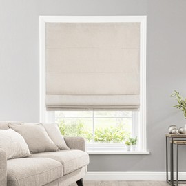SHECUTE Roman Shades for Windows Cordless, Fabric Roman Window Shades for Bedroom, Living Room and Home, Room Darkening Light Filtering Roman Blinds for Windows and French Doors (Linen, 27”W x 64”L)
