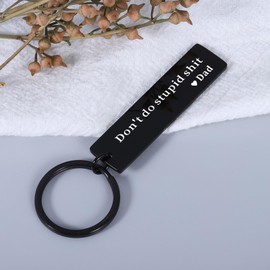 Dont Do Stupid Sh t Love Dad Keychain,Son Gifts from Dad,Christmas Gifts for Kids Son,Stocking Stuffers for Men Adults,Funny Keychain for Men Teen Boy Girls,Graduation Valentines Gifts for Him