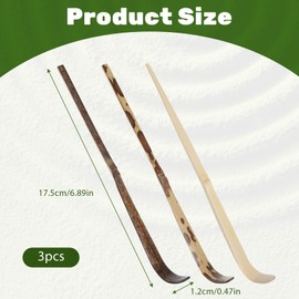 3 Pcs Matcha Spoon, Bamboo Matcha Scoop Japanese Chashaku Hooked Tea Leaf Sticks Tea Whisk Scooping Spoon for Traditional Japanese-Tea-Ceremony Spices Condiments Coffee Powder