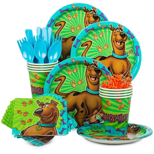 Scooby Doo Birthday Party Kit Serves 8 - Plates, Napkins, Cups, Spoons. Forks, Knives