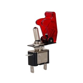 Interruptor basculante de 12 V 20 A, interruptor de palanca con luz de alta resistencia con cubierta de seguridad roja para palanca de murciélago (1 paquete)