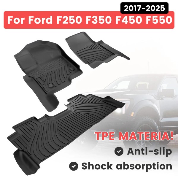 KROAK 3Pcs Set All-Weather Car Floor Mats TPE Liners For