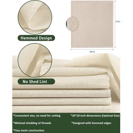 2-Pack Hemmed Grade 90 Cheesecloth: 20x20 Inch, Made of 100% Unbleached Cotton. Certified Organic Cotton. Reusable Ultra Fine Cheese Cloths for Straining, Cooking, Brewing, Coffee, Tea, cheesemaking
