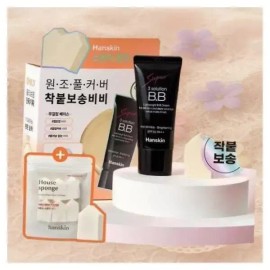 Hanskin [산뜻뽀송/매끈] 한스킨 수퍼 쓰리 솔루션 비비 크림 30g 기획 (+쫀쫀스펀지 6P) Refreshed and Smooth Hanskin Super Three Solution BB Cream 30g Set (+6pc Puff Sponge)