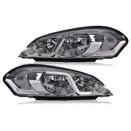 LQI LED Headlight Assembly Lamps Compatible with Chevy Impala 2006-2013/ Fit Impala Limited 2014-2016/ Fit Monte Carlo 2006-2007 Clear lens Chrome Housing Clear Reflector