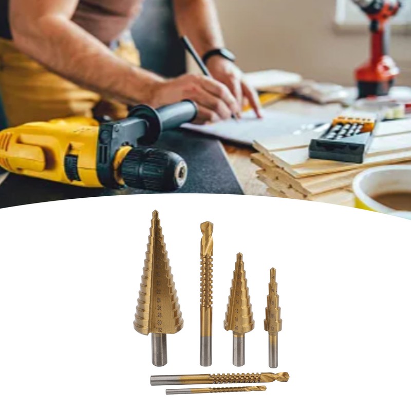 6PCS Set Step Drill Bit Set Steel 4‑12 4‑20 4‑32mm