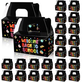 24 Pack Back to School Box Party Favor Paper Boxes Candy Box Bags Decorations for Students Foldable First Day of School Classroom Decorations for Last Day of School Supplies Pool Party Decorations