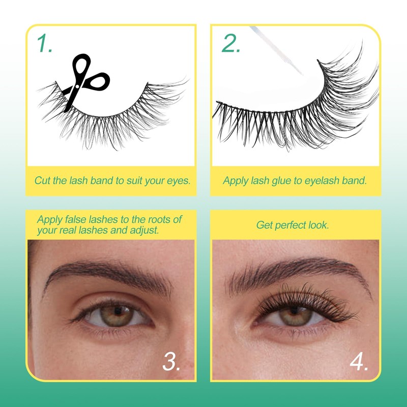 GEMERRY False Eyelashes, 10 Pairs, Soft Faux Mink Eyelashes, Fluffy