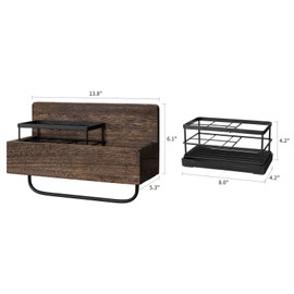 Dahey Wall Mounted Toothbrush Holder Wooden Electric Toothbrush Organizer Multifunctional Stand Towel Rack Toothpaste Dispensers Rustic Farmhouse Bathroom Decor