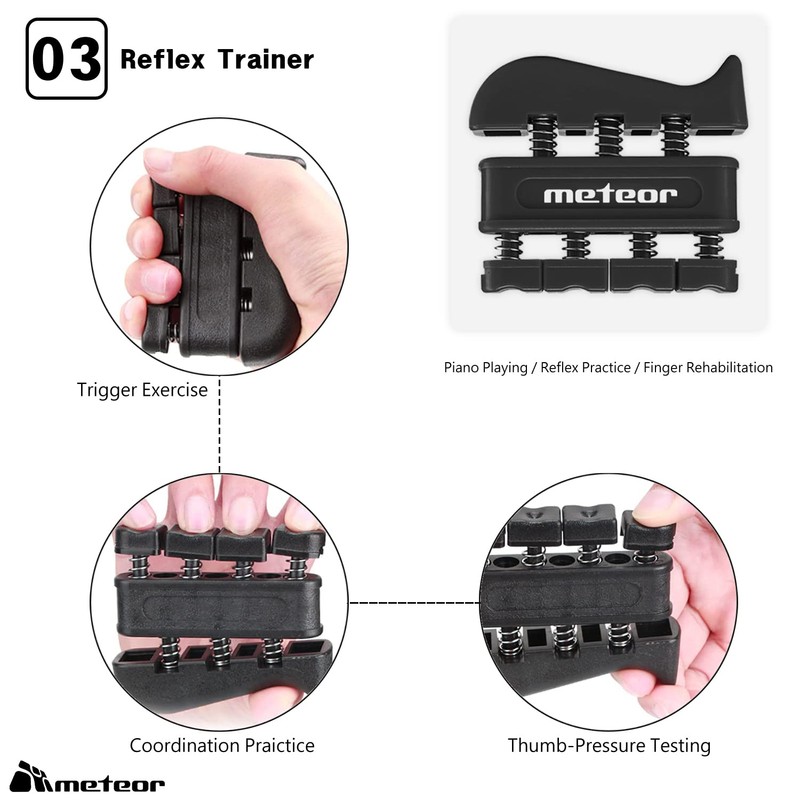 METEOR Essential Hand Grip Strengthener Kit (5-in-1) - Adjustable Gripster