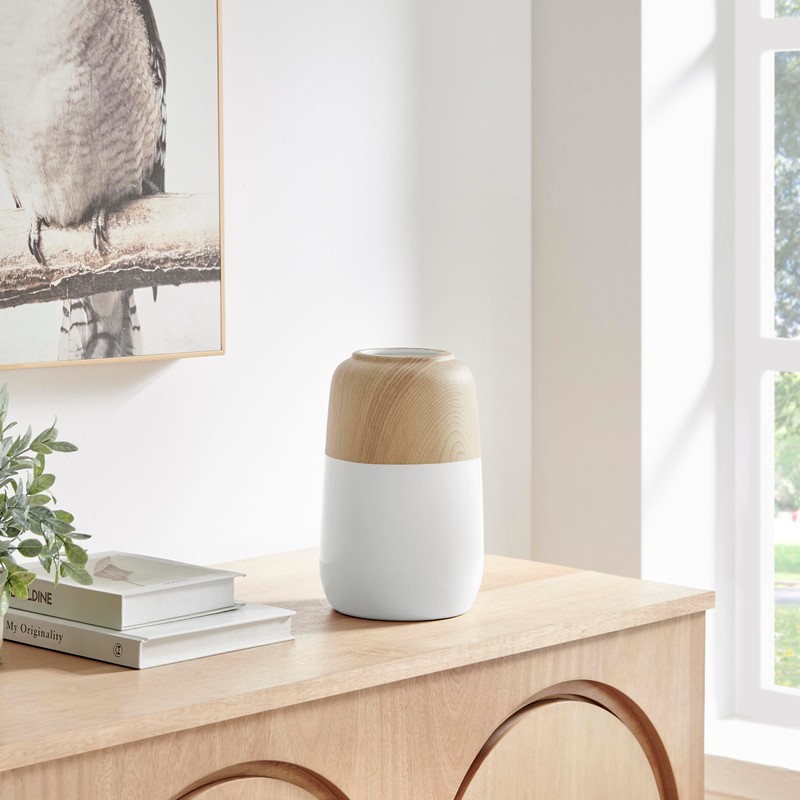 Nora Burk Contemporary Two Tone Cylindrical Tabletop Vase - White