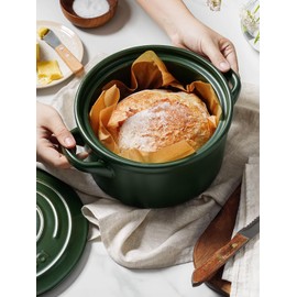 LE TAUCI 3 Quart Ceramic Dutch Oven - Lightweight, Non-Toxic, No Seasoning Needed- Oven, Microwave & Dishwasher Safe, Dutch Oven Pot with Lid for Sourdough, Soup & Stew, Forest Green