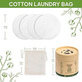 Almohadillas Desmaquillantes Reutilizables de Algodón de bambú, Redondas Lavables, Permeables Al Aire, Alta Absorción, Limpieza con Bolsa de Lavandería de Algodón para (A)
