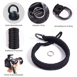2 Pcs Camera Strap, Camera Wrist Strap, Camera Strap Quick Release, Camera Hand Strap, Rope Camera Strap, Quick Release Paracord Rope Camera Hand Strap Compatible for DSLR or Mirrorless Camera(Black)
