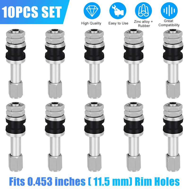 GEARZAAR 10x Stainless Steel Wheel Tire Valve Stems Hight Pressure