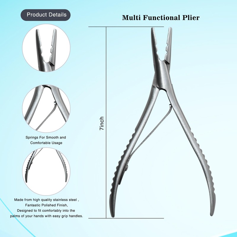 Stainless Steel Silver Hair Extension Pliers With 2 holes Multi