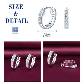 Yumilok Women's Hoop Earrings Silver 925 Sterling Silver Cubic Zirconia Small Women's Earrings Huggie Piercing Hypoallergenic Cartilage, Silver