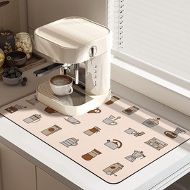 Coffee Mat - Fashion Absorbent Coffee Bar Mat - Drying Mat Waterproof Protects Kitchen - Coffee Maker Kitchen Bar Counter Decor 19.5x12inch
