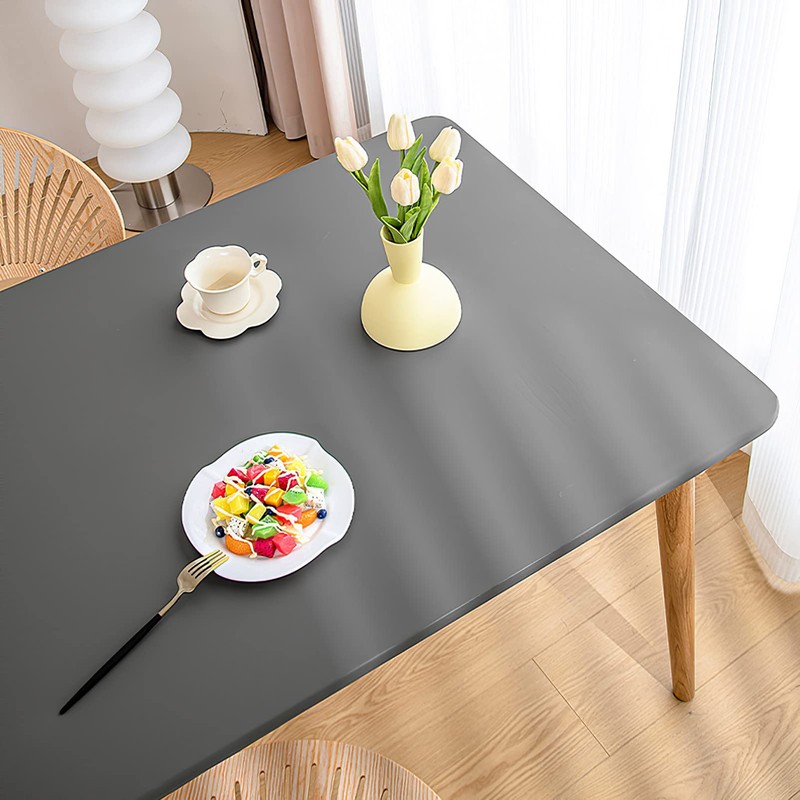 rismart Elastic Tablecloth PU Leather Rectangular Waterproof Oil Resistant Table