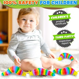 12PCS Baby Sensory Fidget Slug Toys Pack, ASMR Travel Airplane Activities Road Trip Car Toy for Toddler Kids Figette Worm for Adults Stress Relief Gift for Autism ADHD Autistic Caterpillar Stim Toys