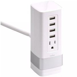 ONN BRANDD NEW Onn 4-Port USB Charging Tower with Outlet, White