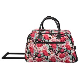 World Traveler Floral Prints 21-Inch Carry-On Rolling Duffel Bag, Flowers