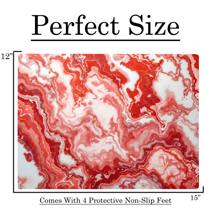 DAJDC Light Dark Red Marble Kitchen Glass Cutting Board Ocean