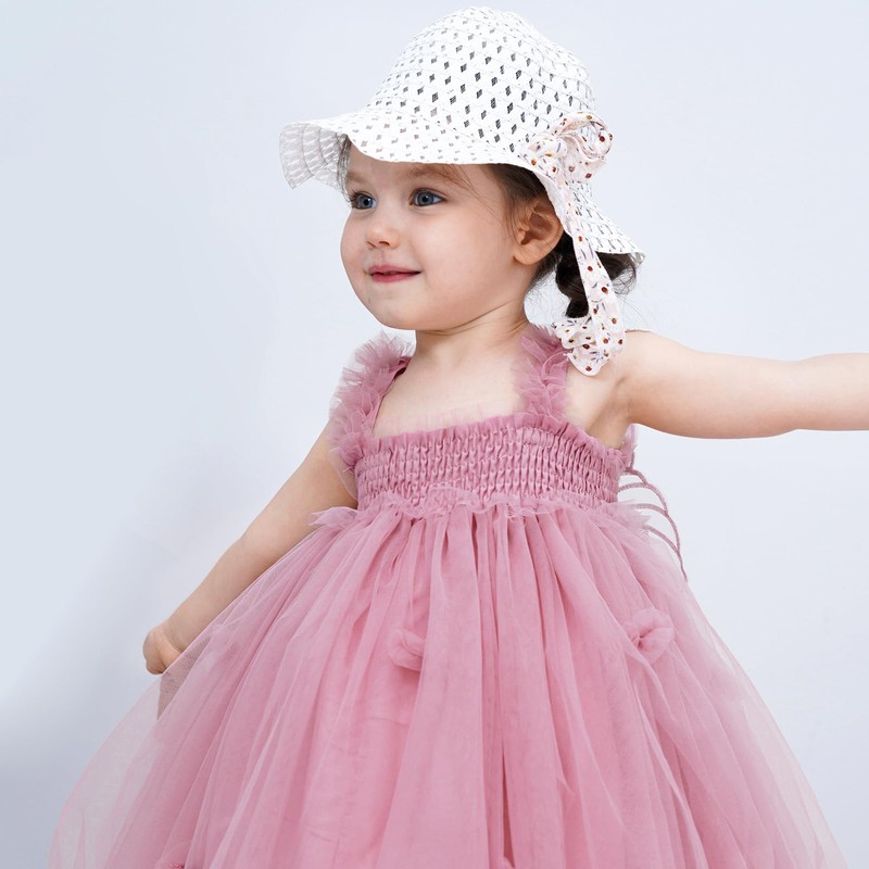 Miipat Baby Girls Tulle Dress Sleeveless Floral Butterfly Tutu Dress