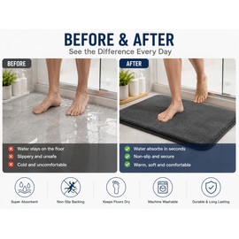 Memory Foam Absorbent Floor Mat Non-Slip Bath Mat Soft Coral Velvet Rug