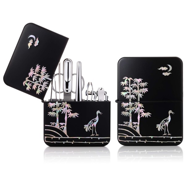 Korean Nail Clipper! Mother of Pearl World No. 1 Three Seven (777) Premium Quality Gift Travel Manicure Grooming Kit Nail Clipper Set (4112), MADE IN KOREA, SINCE 1975, (Premium Silver)