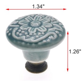 M MIMHOOY 6 Pcs Ceramic Green Drawer Dresser Knobs Vintage Flower Cabinet Knobs Furniture Pull Handles