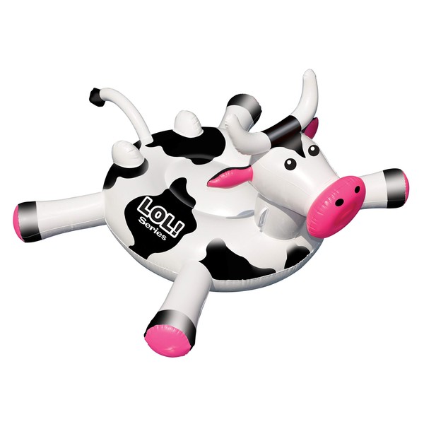 SWIMLINE ORIGINAL 90268 Giant Inflatable LOL Cow Pool Float Floatie Ride-On Lounge W/ Stable Legs Wings Large Rideable Blow Up Summer Beach Swimming Party Lounge Big Raft Tube Decoration Toys Kids